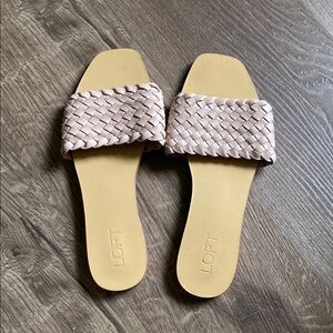 LOFT Women's Tan Woven Slide Sandals
